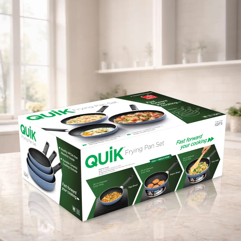 Hawkins Futura Induction Compatible Quik Kitchen Gift Pack - a set of 3 Frying Pans