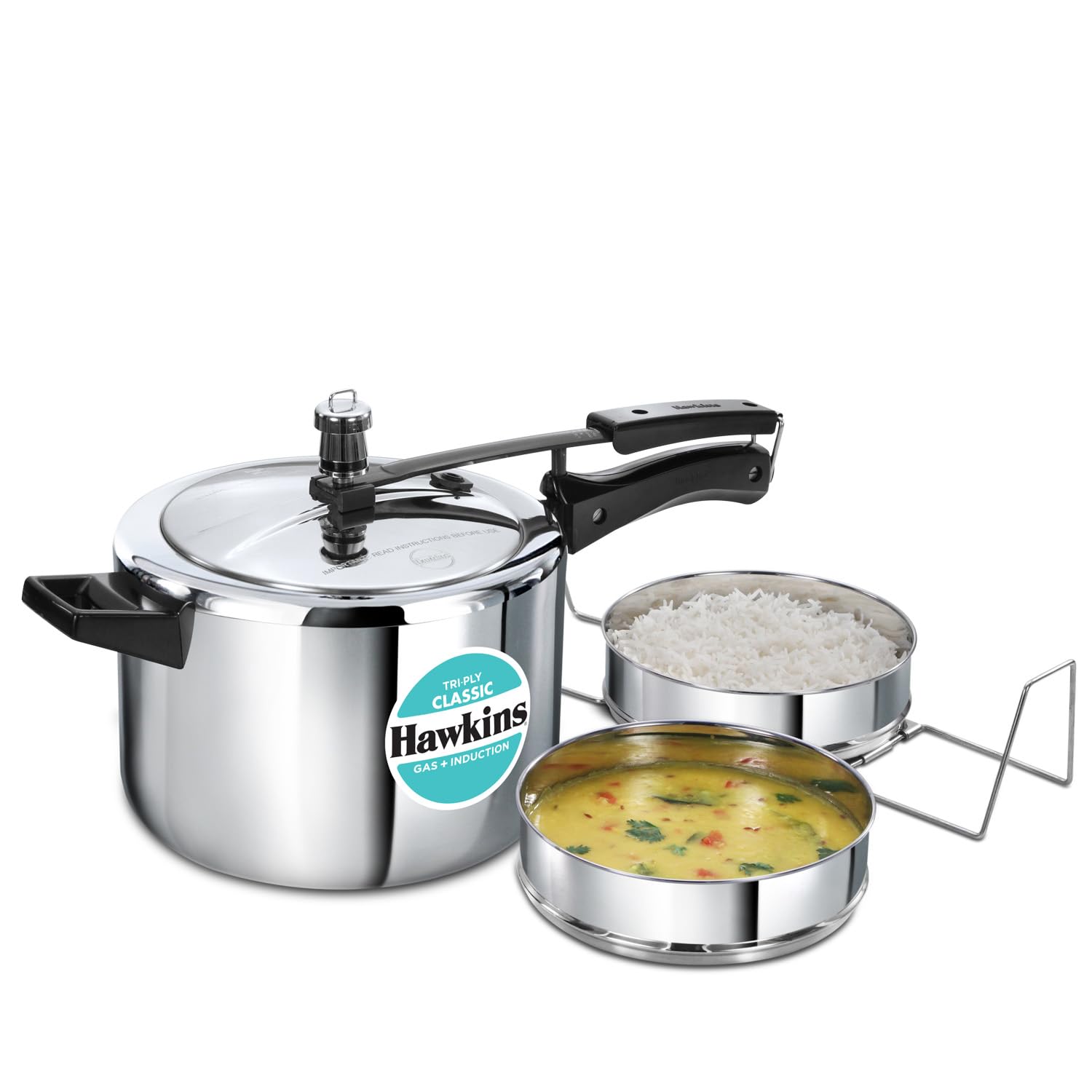 Hawkins Classic Tri-Ply Stainless Steel 5 Litre with Separators