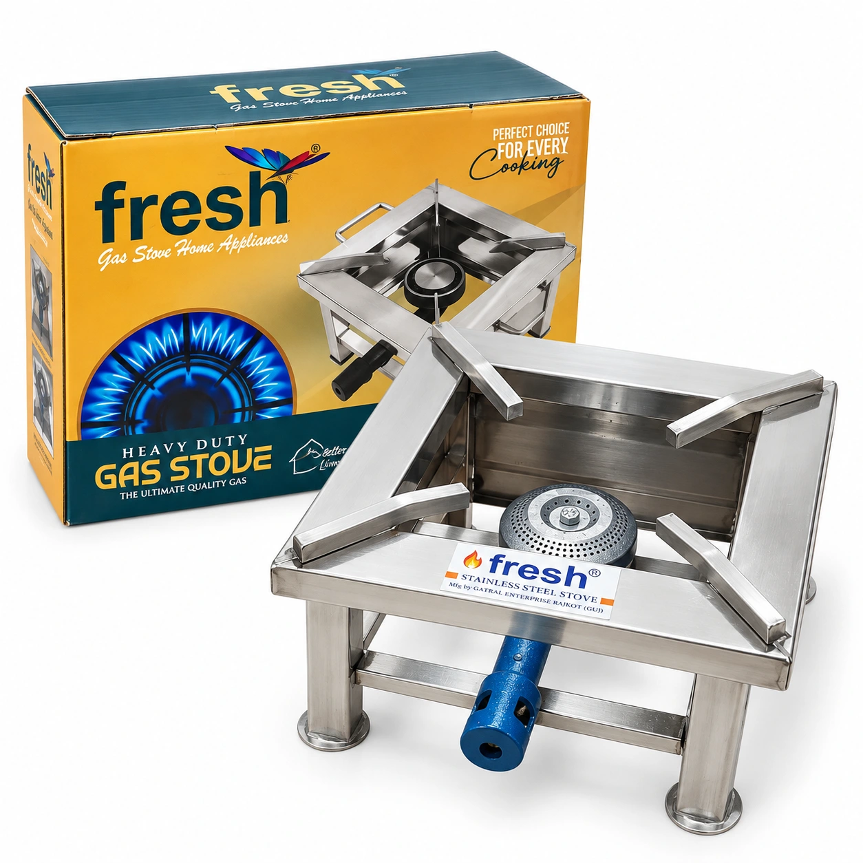 Fresh SS Square Bhati Stove - 10x10