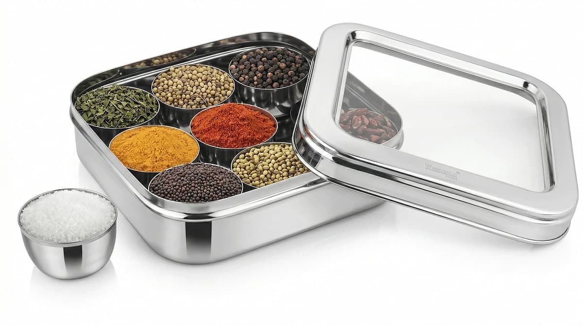 Natraj Rose Masala Dabba See Thru Square Size 13